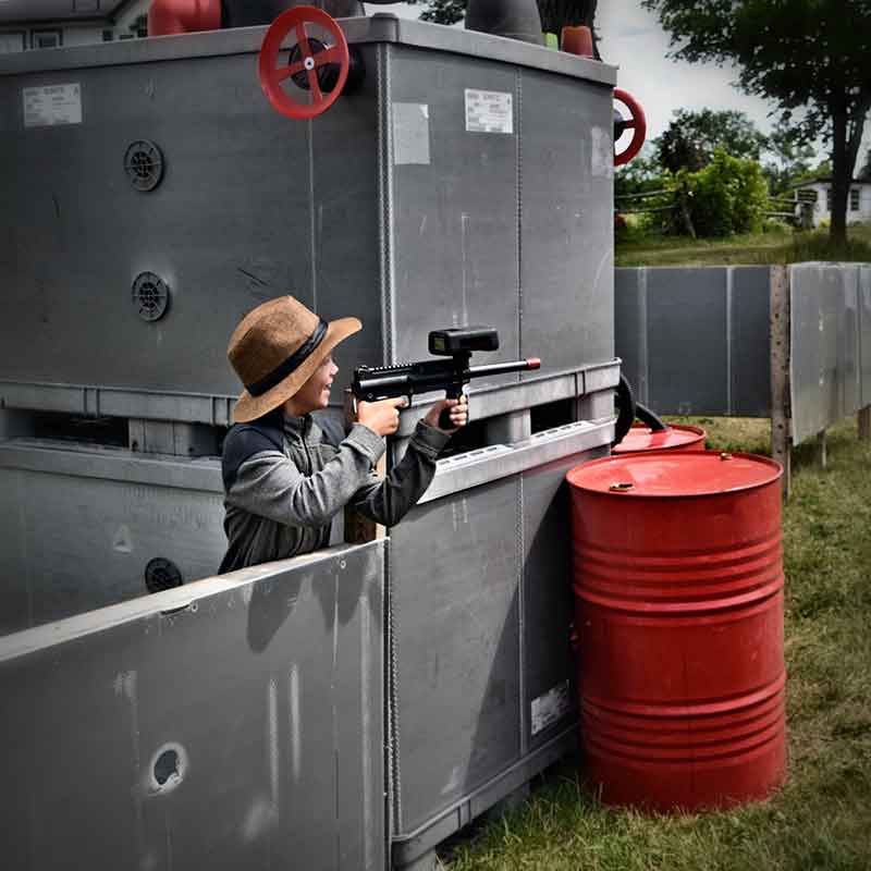 Laser tag players in action